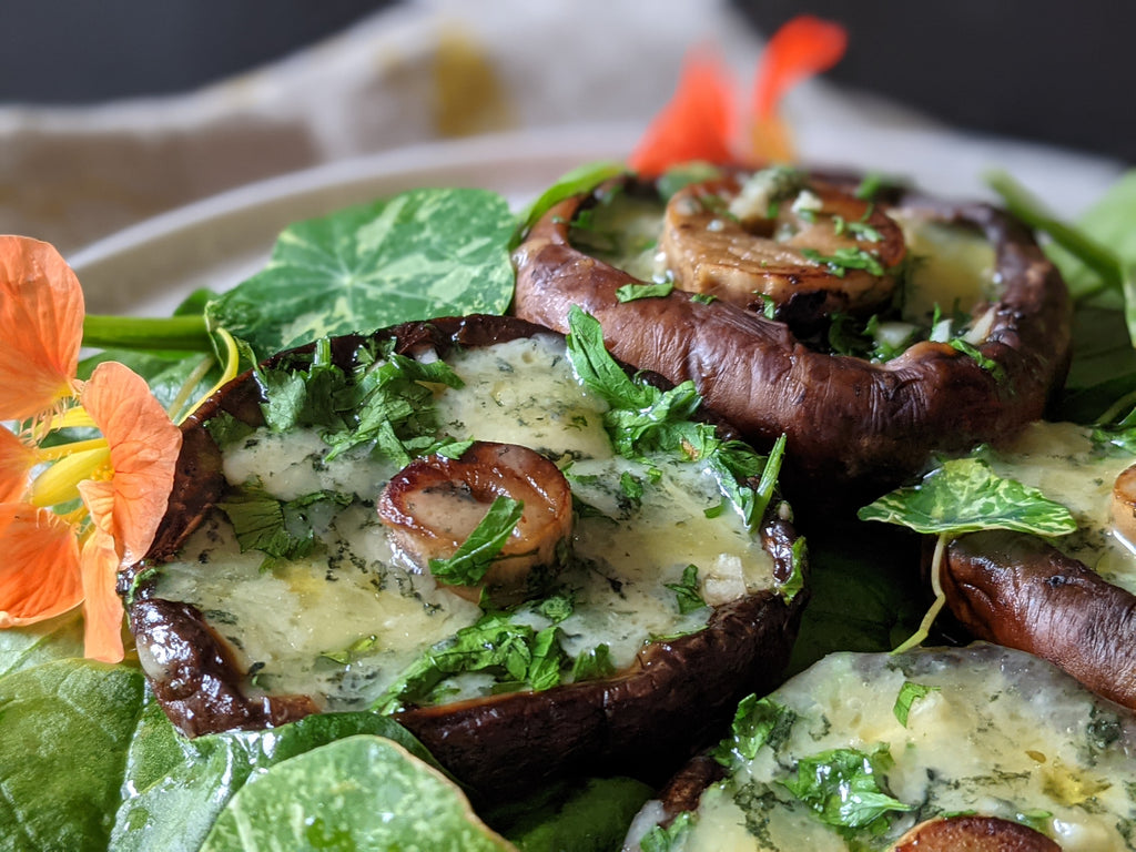 Portobello Mushrooms with Blue Cheese - Pair with Byron & Harold The Companions Great Southern Cabernet 2019