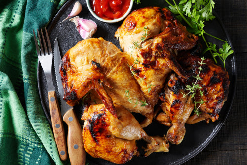 Chargrilled Moroccan Butterfly Chicken with Broccolini - paired with The Rebel Sauvignon Blanc 2021