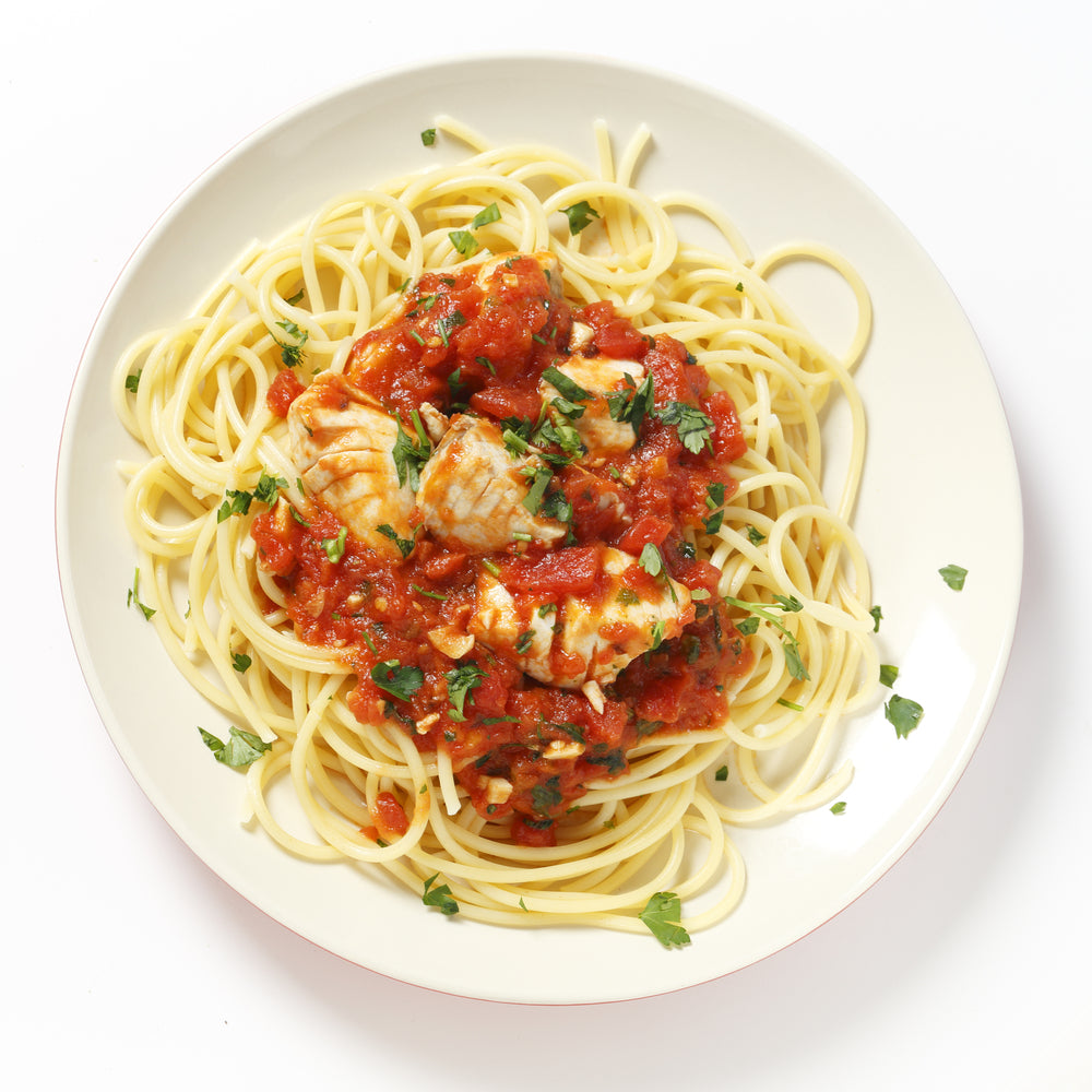 Spaghetti with Snapper Fillets and Fresh Rocket + Chilli + Celery Sugo - Paired with R.Paulazzo Pinot Grigio 2021