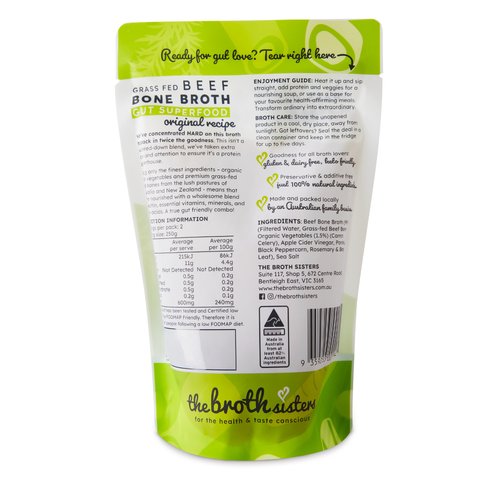 Grass Fed Beef Bone Broth 500g FODMAP Certified