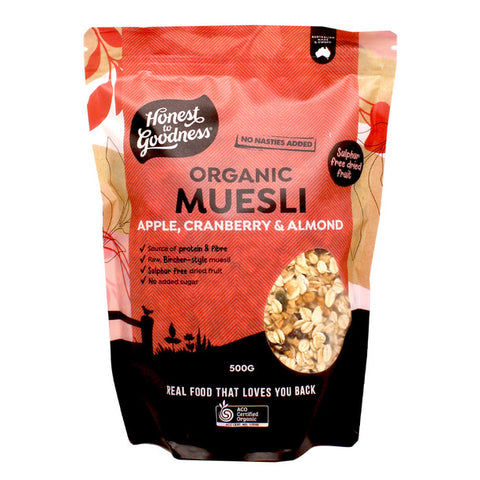 Honest to Goodness Organic Muesli - Apple Cranberry & Almond - 500g