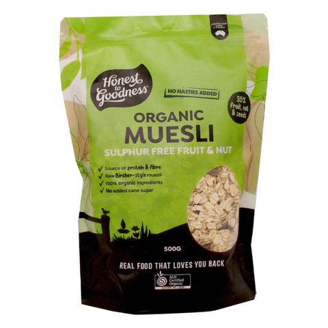 Honest to Goodness Organic Muesli - Sulphur Free Fruit & Nut - 500g