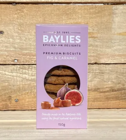 CLEARANCE SPECIAL - Baylies Premium Fig & Caramel Biscuits 150g Best Before 30 May 2025