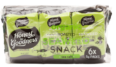 Organic Roasted Seaweed Snack - Sea Salt 5g x 6 Pack