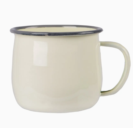 Enamel Belly Mug - 375ml Cream/Grey