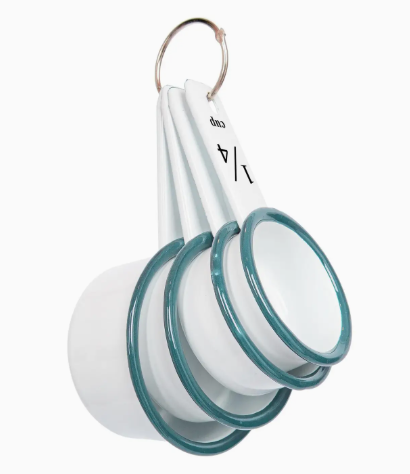 Enamel Measuring Cups - Green/White